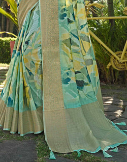 Collection of Pastel Green Soft Dola Silk Saree in a gallery layout