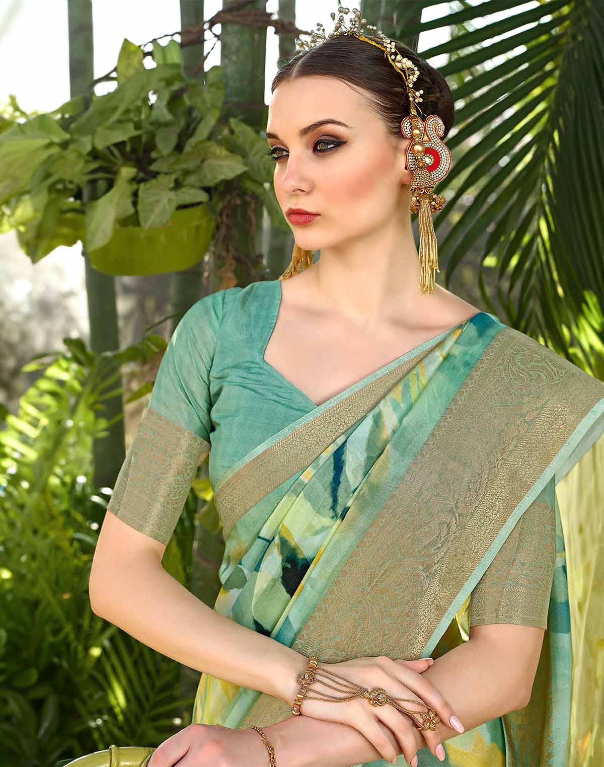 Pastel Green Soft Dola Silk Saree