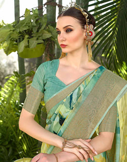 Collection of Pastel Green Soft Dola Silk Saree in a gallery layout