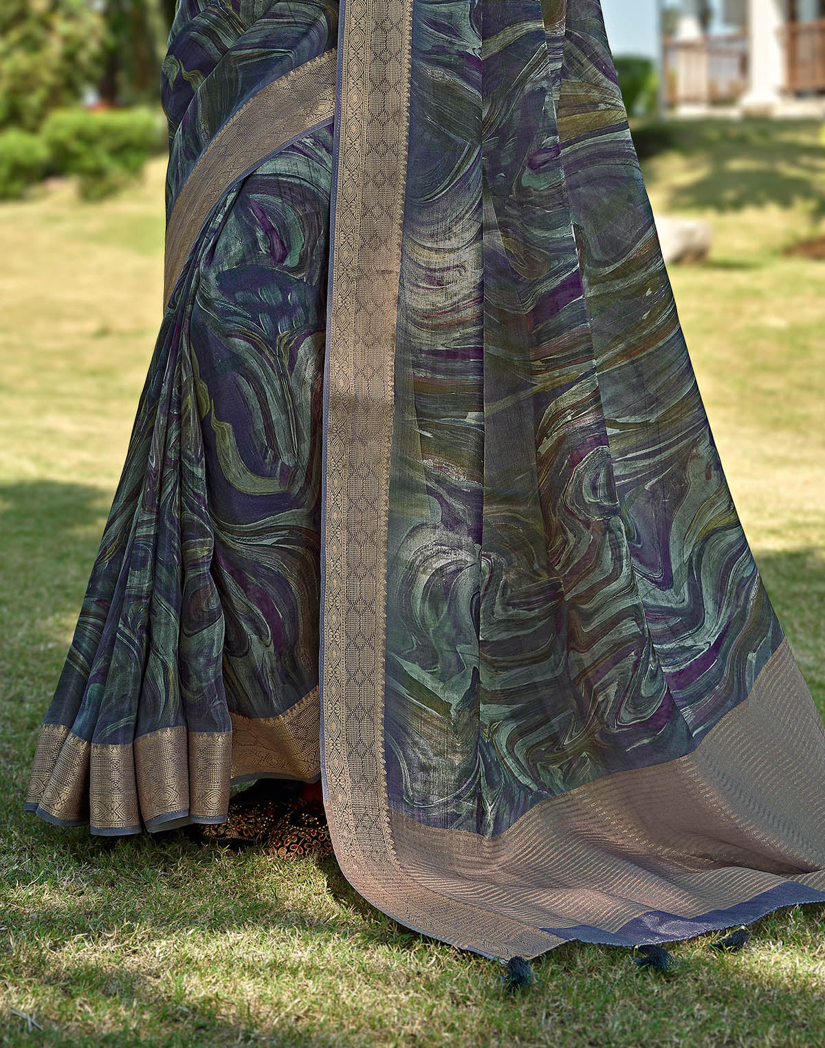 Blue Graphic design Dola Silk Saree