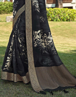 Collection of Black Coloured Ethnic Motifs Dola Silk Saree in a gallery layout