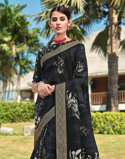 Collection of Black Coloured Ethnic Motifs Dola Silk Saree in a gallery layout