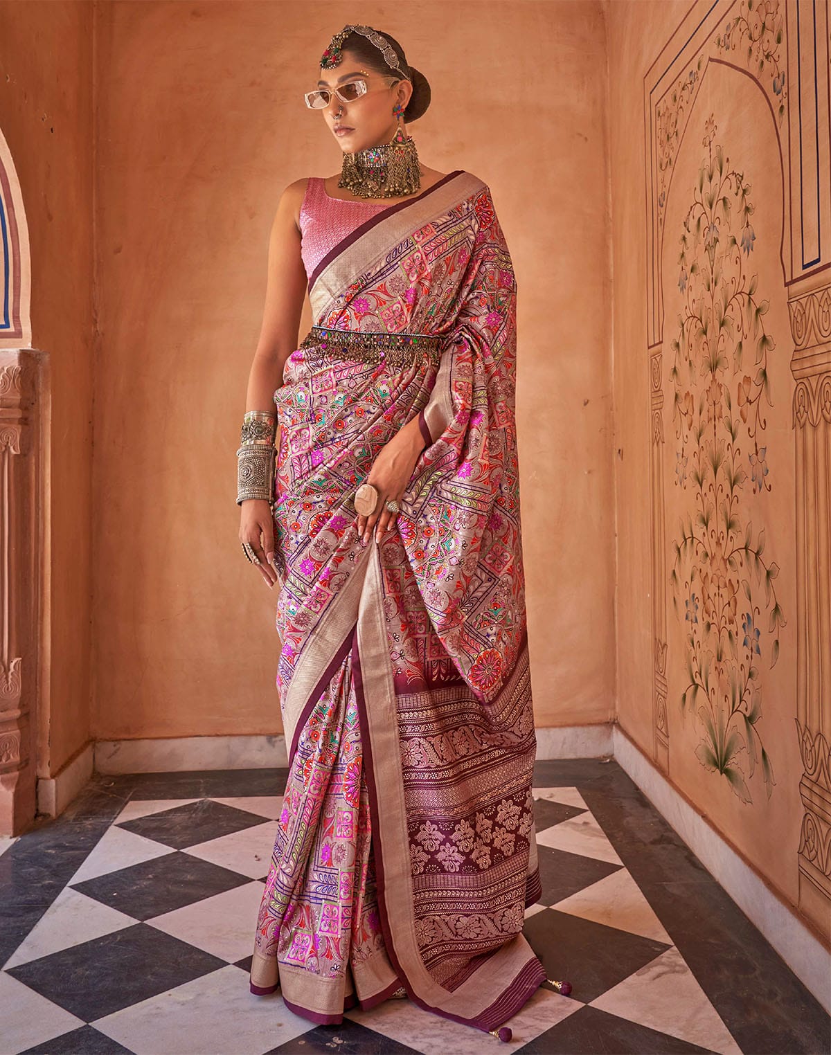 Stylish Pink Coloured Soft Silk Saree