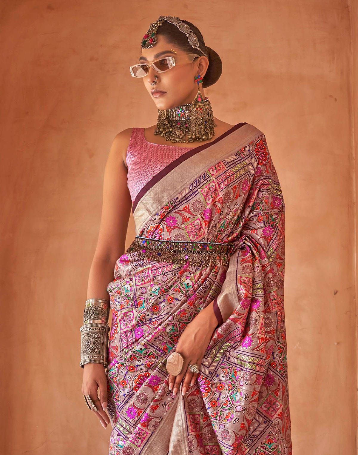 Stylish Pink Coloured Soft Silk Saree