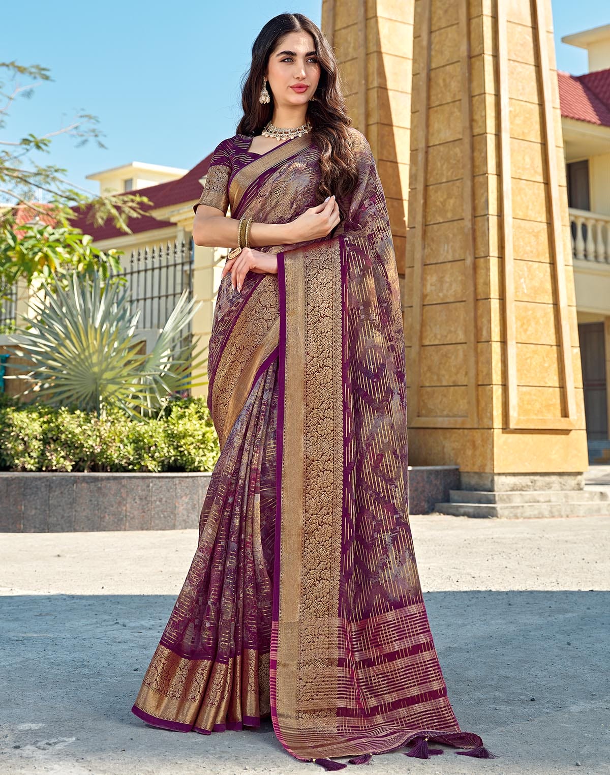 Purple Dola Silk Fancy Saree