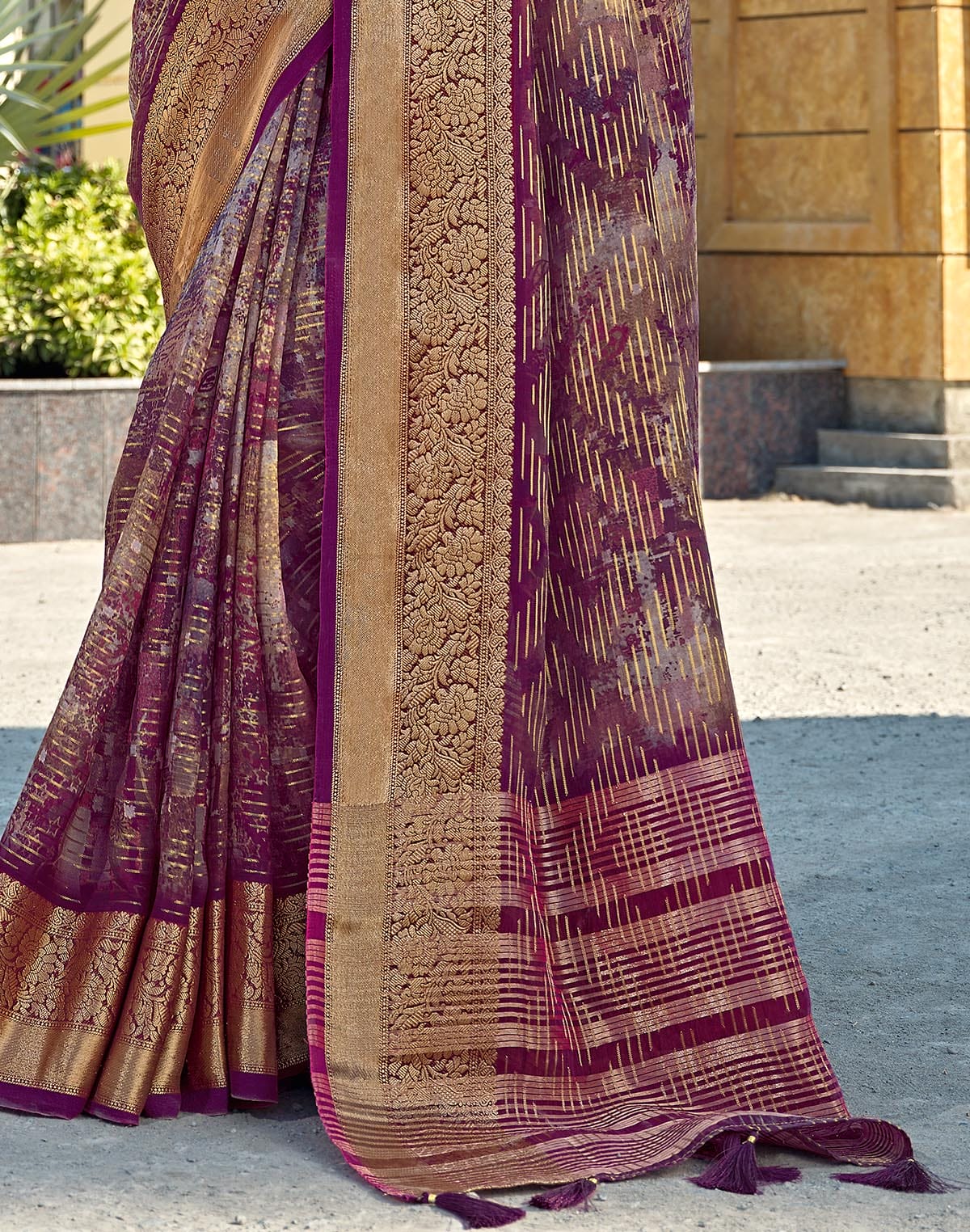 Collection of Purple Dola Silk Fancy Saree in a gallery layout