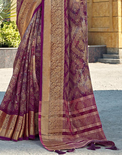 Collection of Purple Dola Silk Fancy Saree in a gallery layout