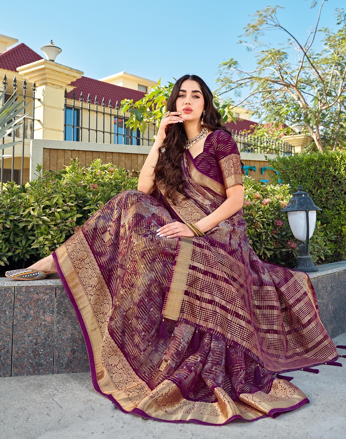 Purple Dola Silk Fancy Saree