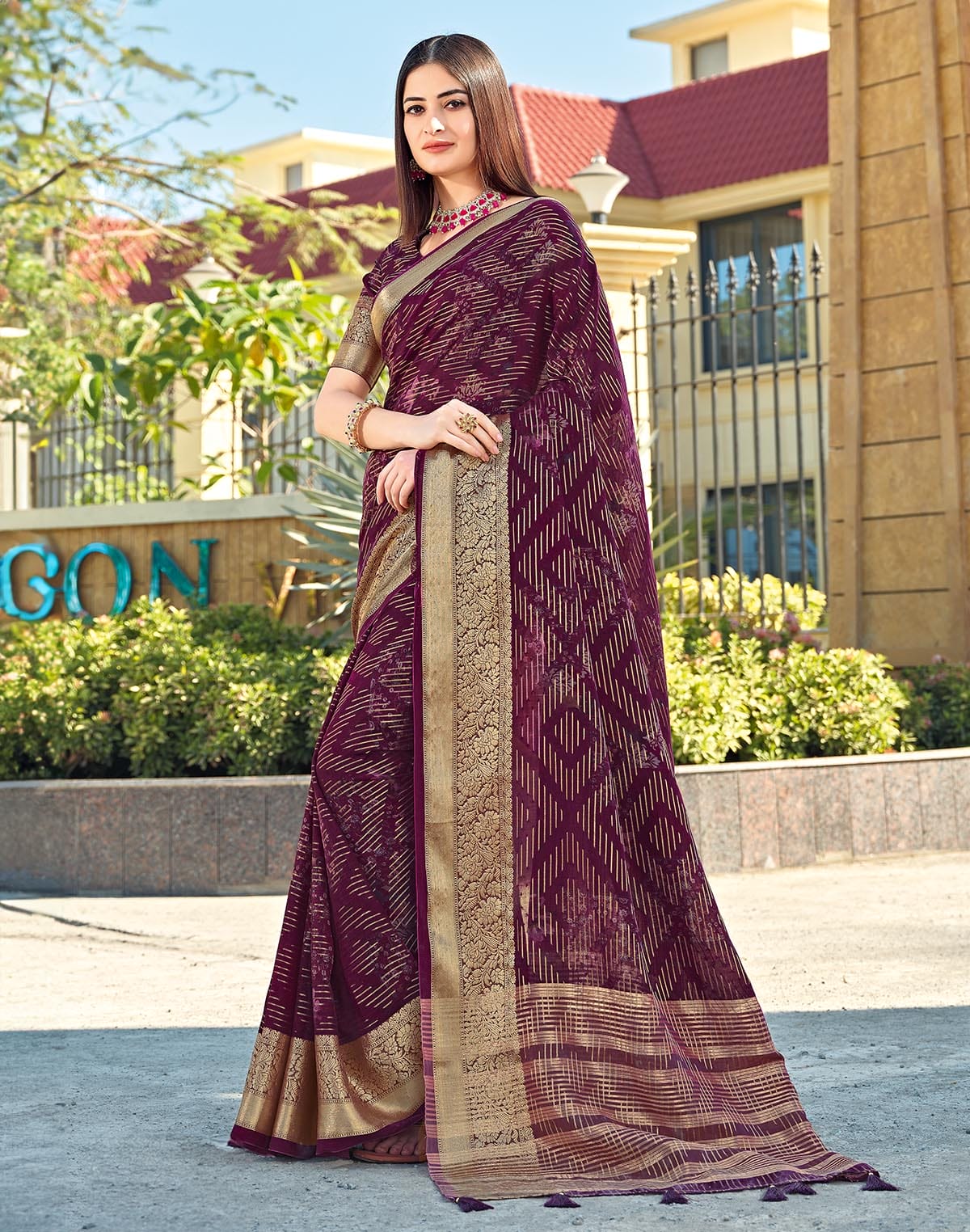 Fancy Dola Silk Maroon Coloured Saree