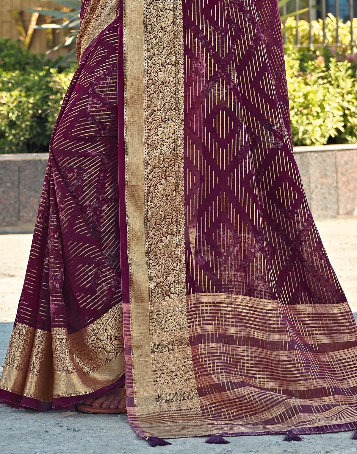 Collection of Fancy Dola Silk Maroon Coloured Saree in a gallery layout