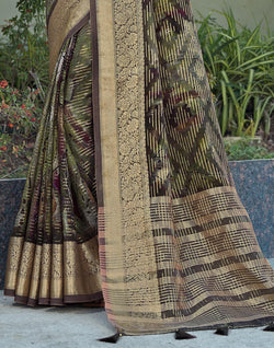 Collection of Mehendi Green Dola Silk Saree in a gallery layout