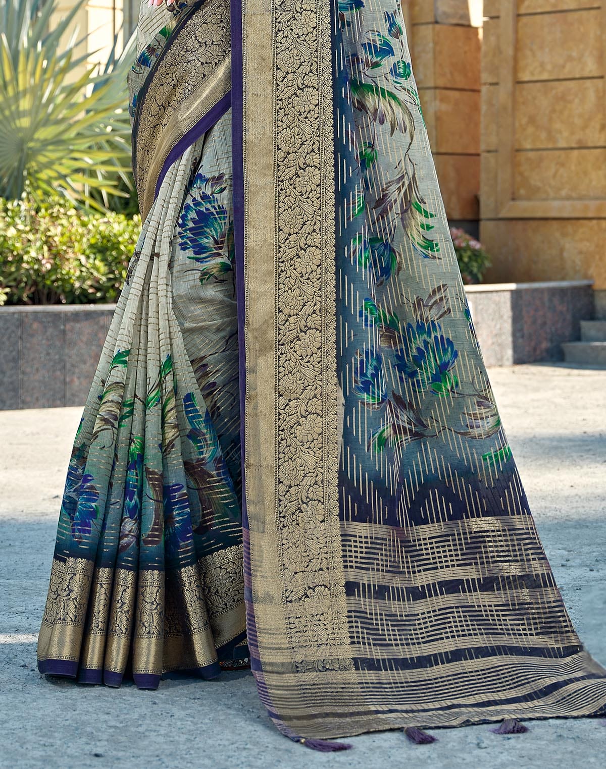 Collection of Light Green Dola Silk Designer Saree in a gallery layout