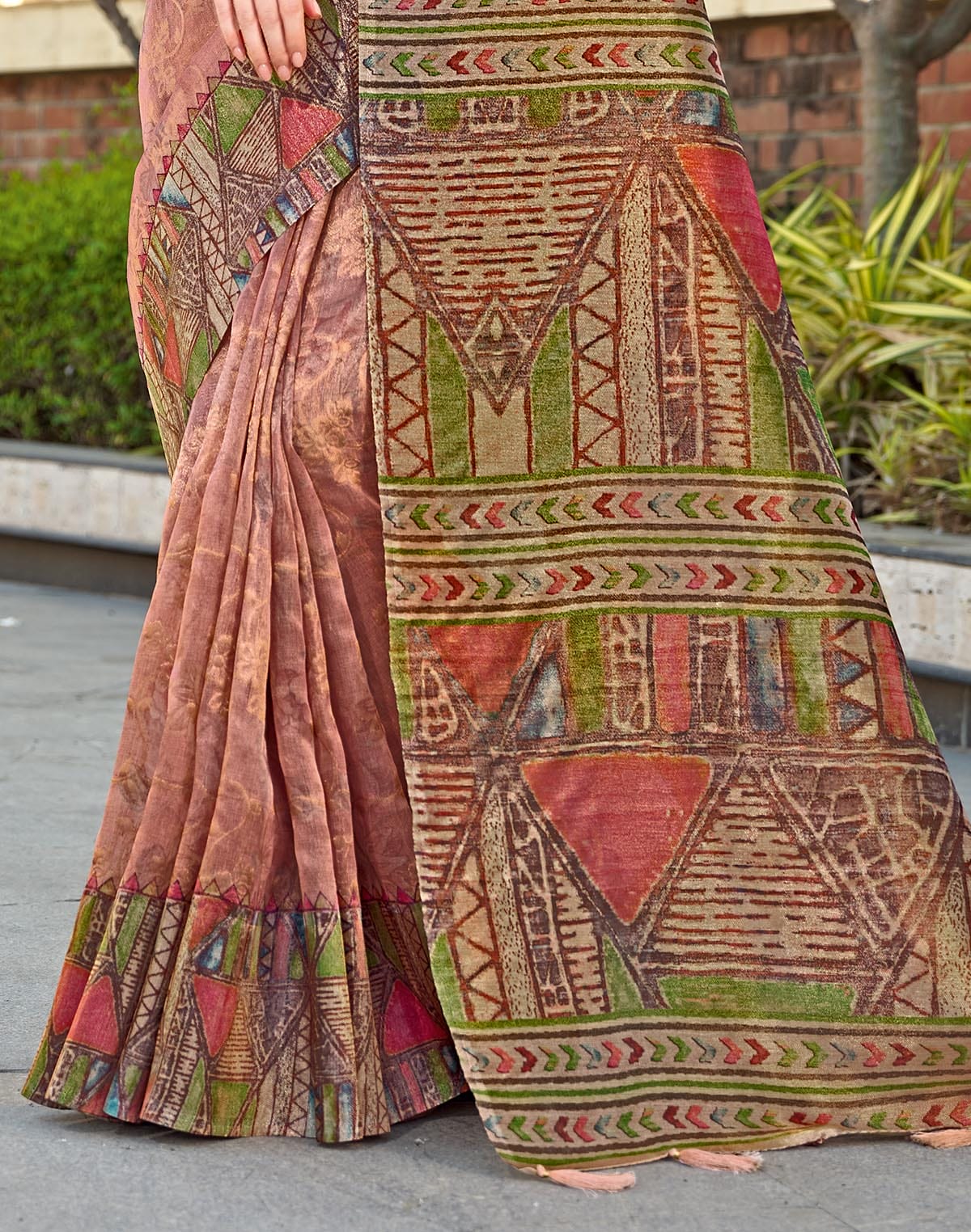 Collection of Peach Zari Woven Tissue Saree in a gallery layout