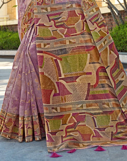 Collection of Light Purple Coloured Digital Print Tissue Saree in a gallery layout