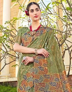 Collection of Green Tissue Party Wear Saree in a gallery layout