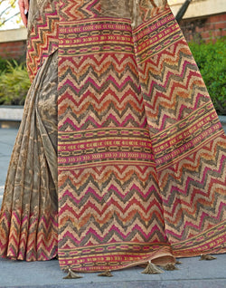 Collection of Light Brown Tissue Designer Saree in a gallery layout