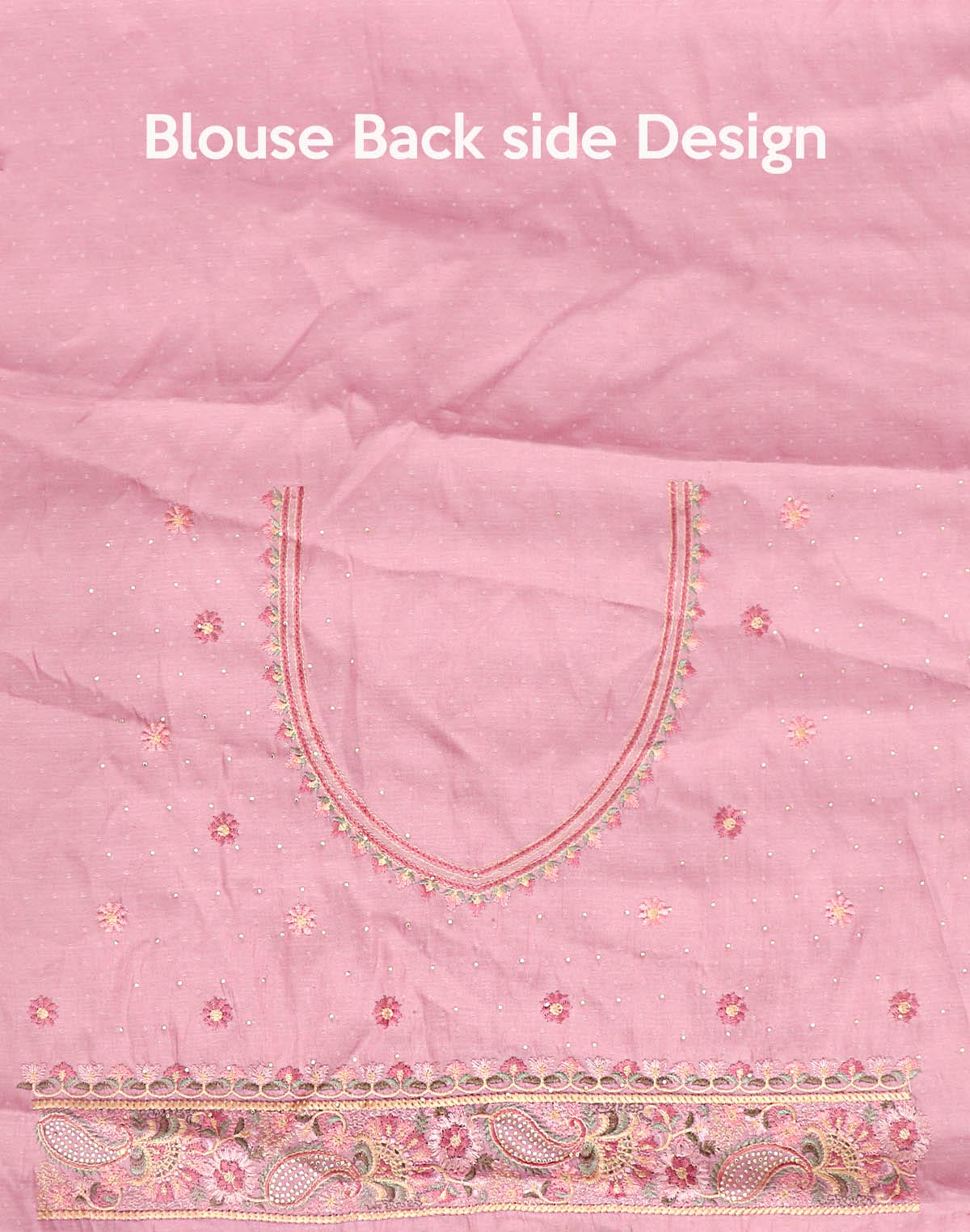 Light Pink Embroidery work Raw Silk Saree