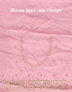 Collection of Light Pink Embroidery work Raw Silk Saree in a gallery layout