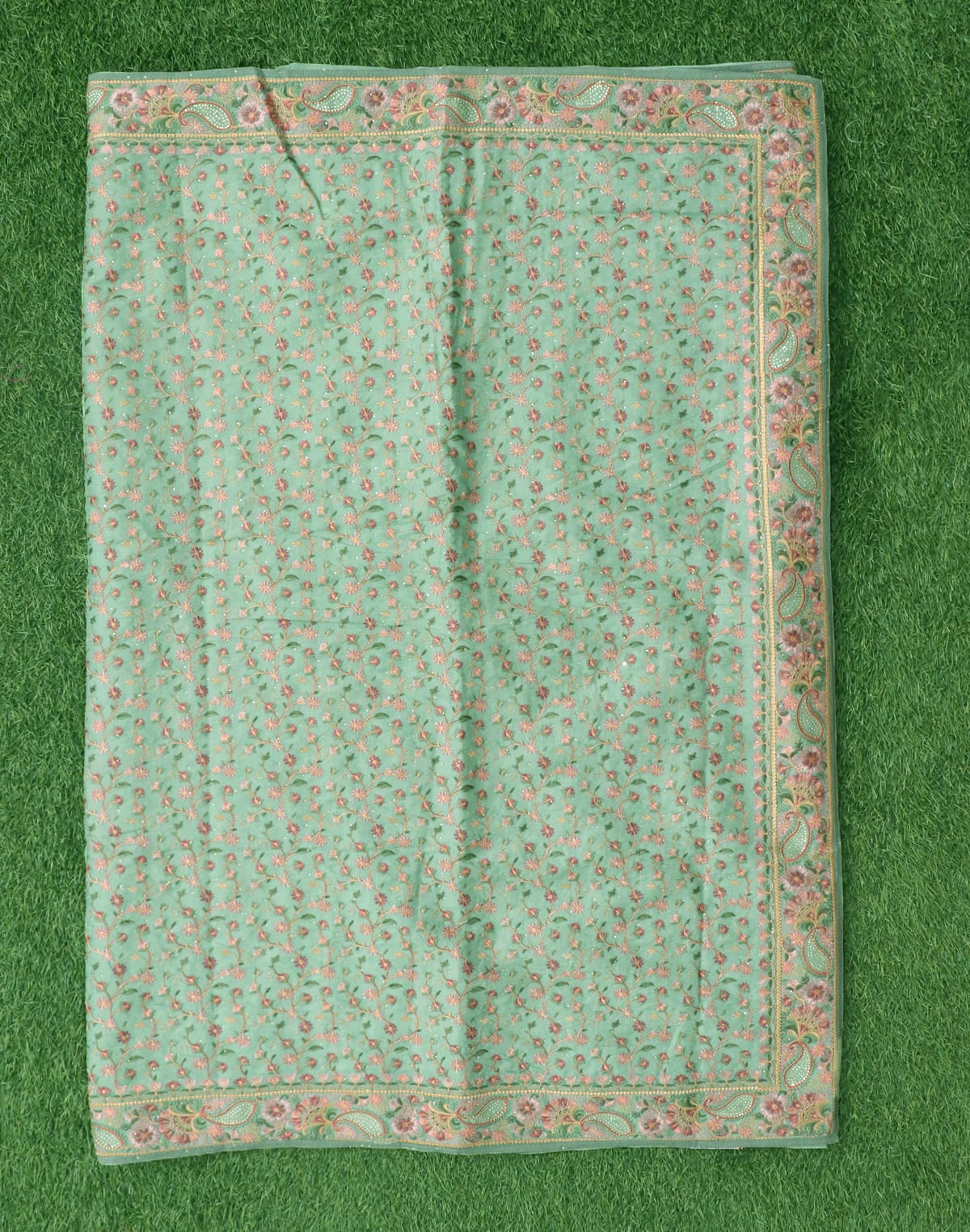 Collection of Floral Design Embroidery work Raw Silk Saree in a gallery layout