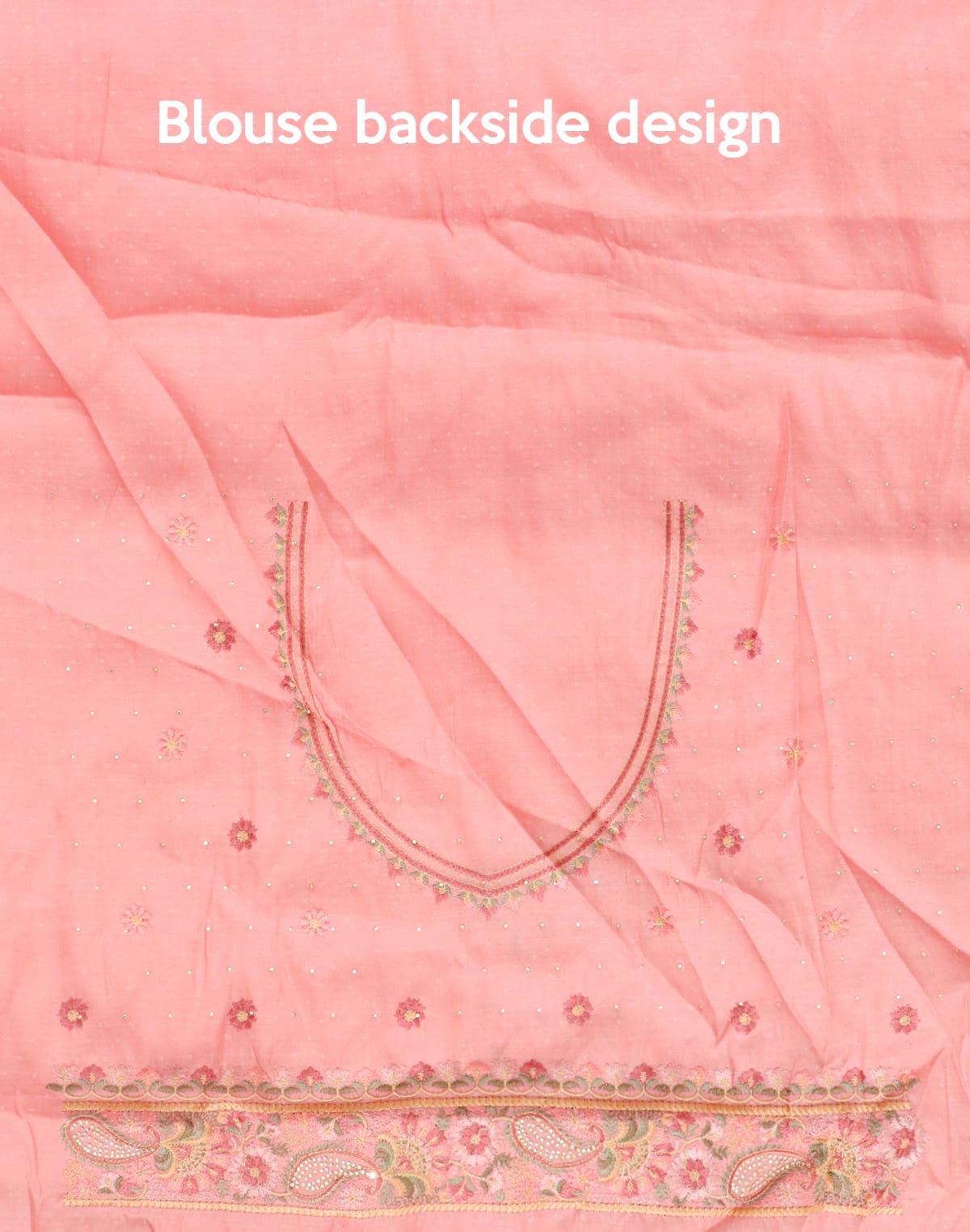 Peach Floral Raw Silk Embroidery work Saree