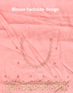 Collection of Peach Floral Raw Silk Embroidery work Saree in a gallery layout