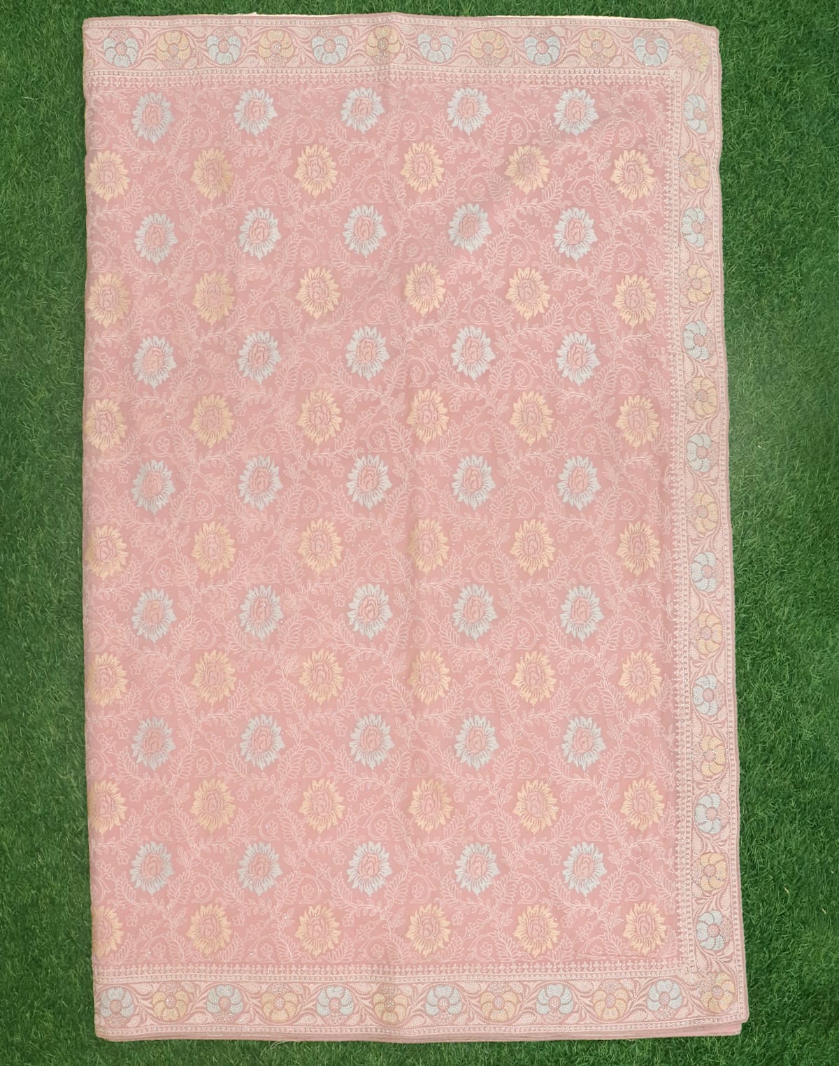 Collection of Light Orange Chikankari with Stones work Georgette Saree in a gallery layout