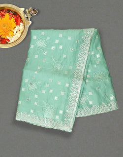 Collection of Sea Green Embellished with Stones work Organza Saree in a gallery layout