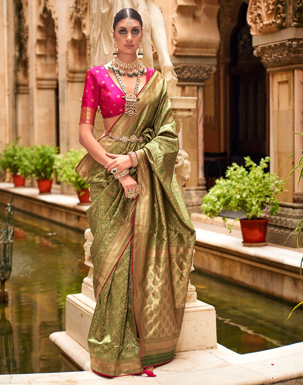 Mehendi Green Banaras Patola Silk Saree