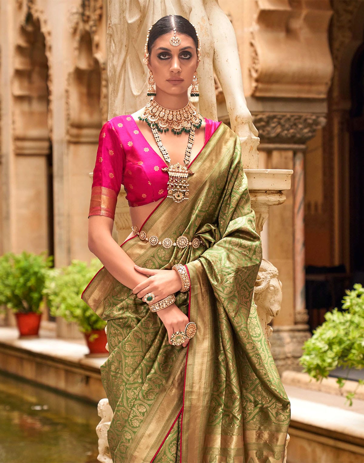 Mehendi Green Banaras Patola Silk Saree