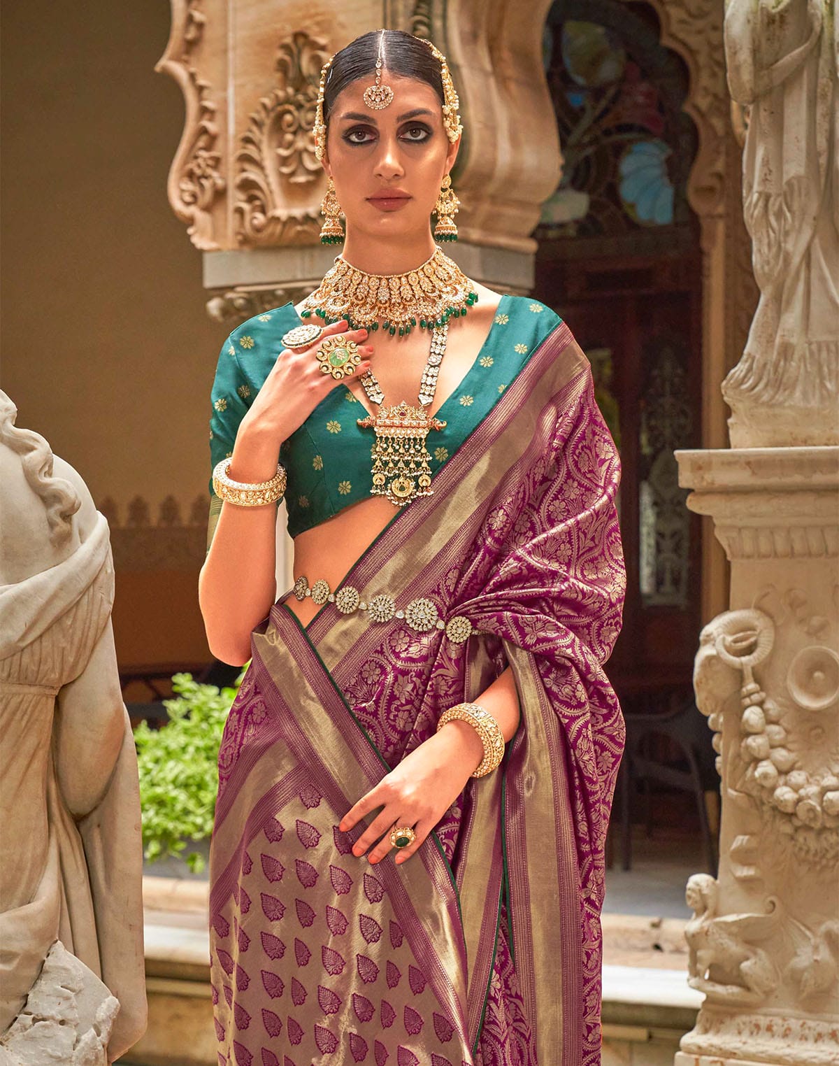 Purple Floral Banaras Patola Silk Saree