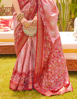 Collection of Precious Pink Patola Print Traditional Saree in a gallery layout