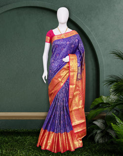 Collection of Exclusive Royal Blue Kanchi Pattu Saree in a gallery layout