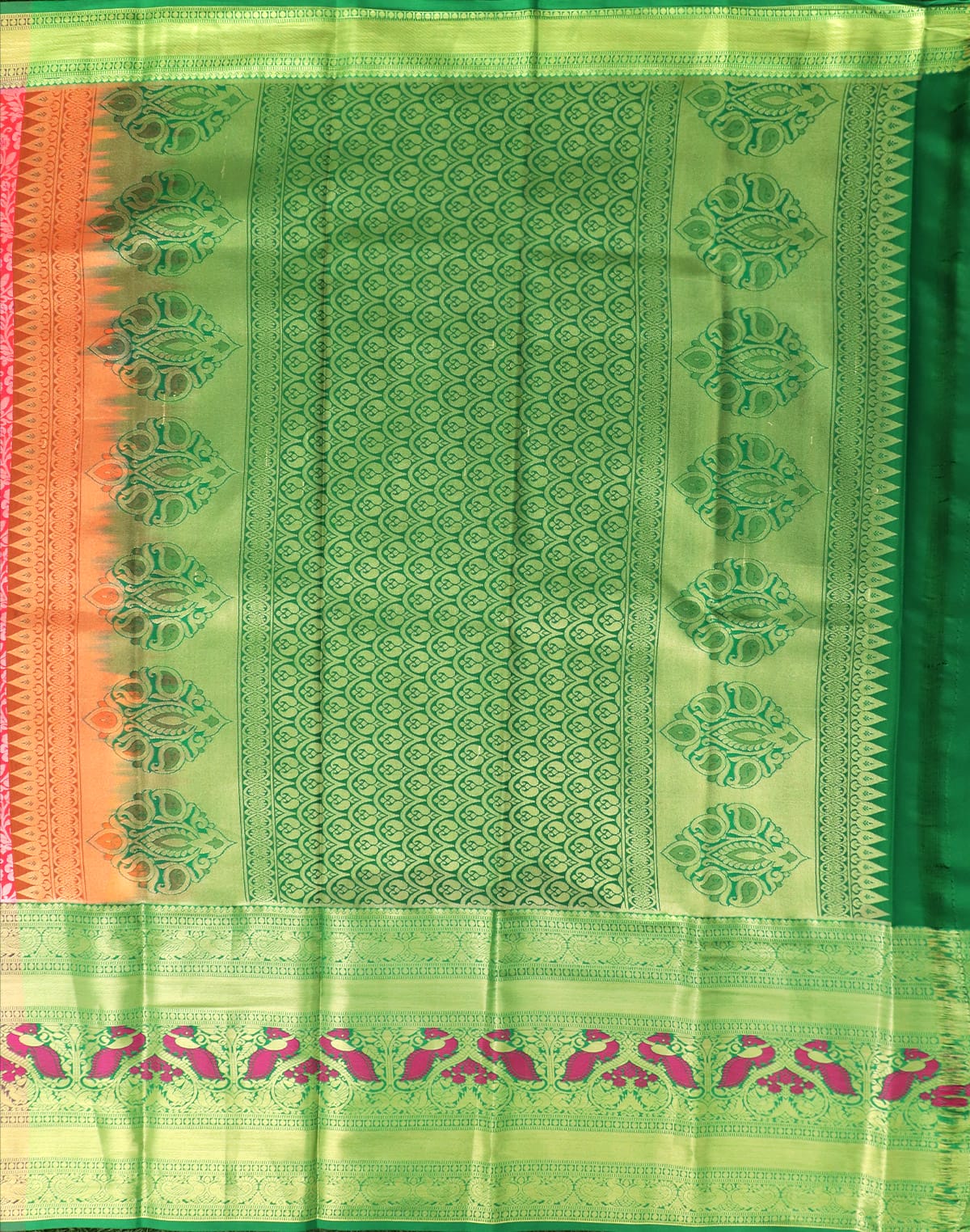 Collection of Peach Colour beautiful Silver zari Kanchi Pattu Saree in a gallery layout