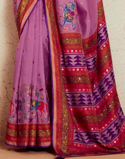 Collection of Soft Brasso Saree in Lavender in a gallery layout