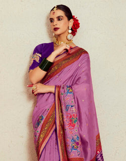 Collection of Soft Brasso Saree in Lavender in a gallery layout