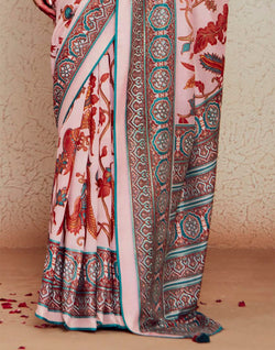 Collection of Light Pink Brasso Floral Pattern Saree in a gallery layout