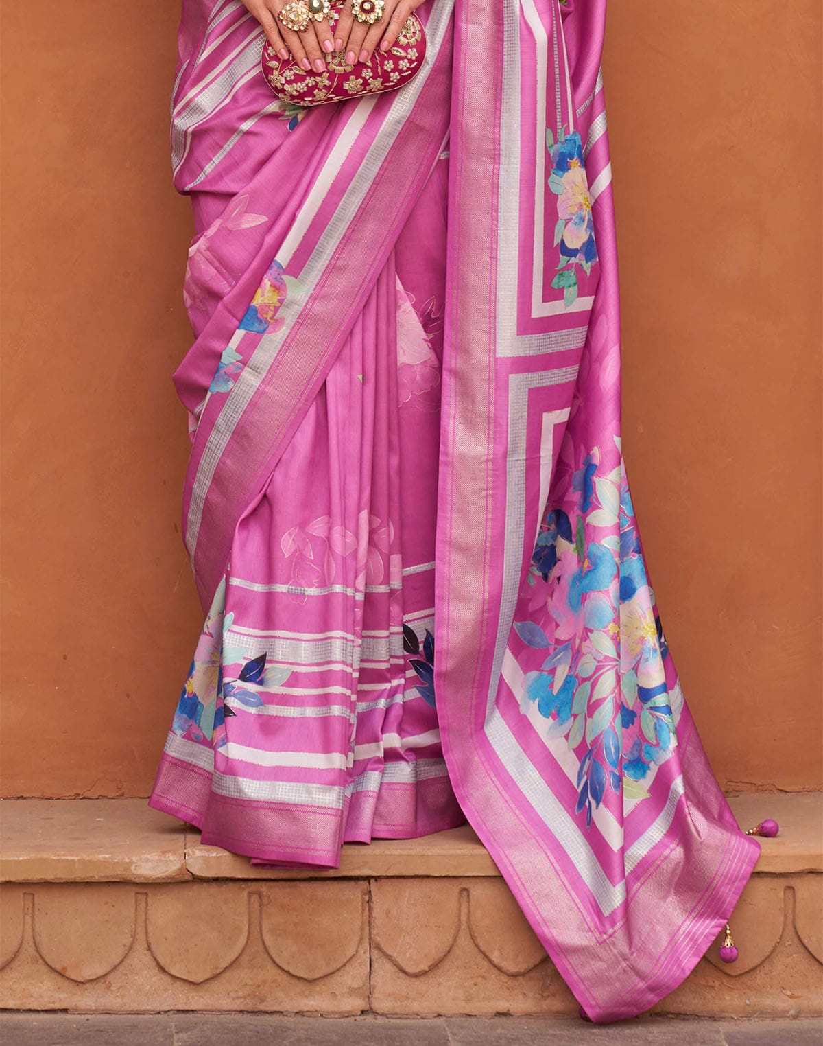 Captivating Pink Color Soft Silk Saree