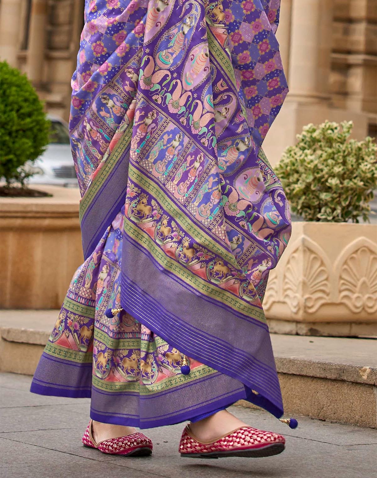 Collection of Purple Blue Designer Floral Saree in a gallery layout