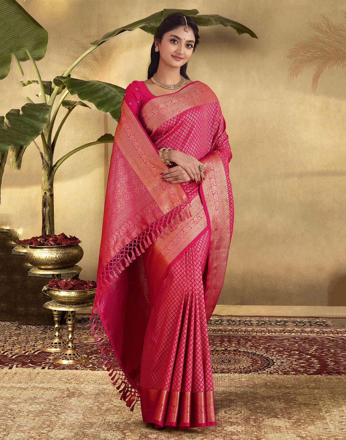 Collection of Beautiful Brocade design Soft Banaras Saree in a gallery layout