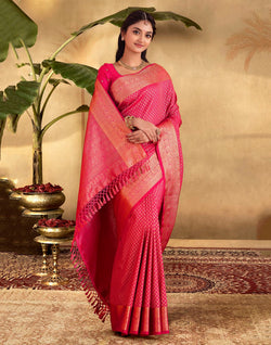 Collection of Beautiful Brocade design Soft Banaras Saree in a gallery layout