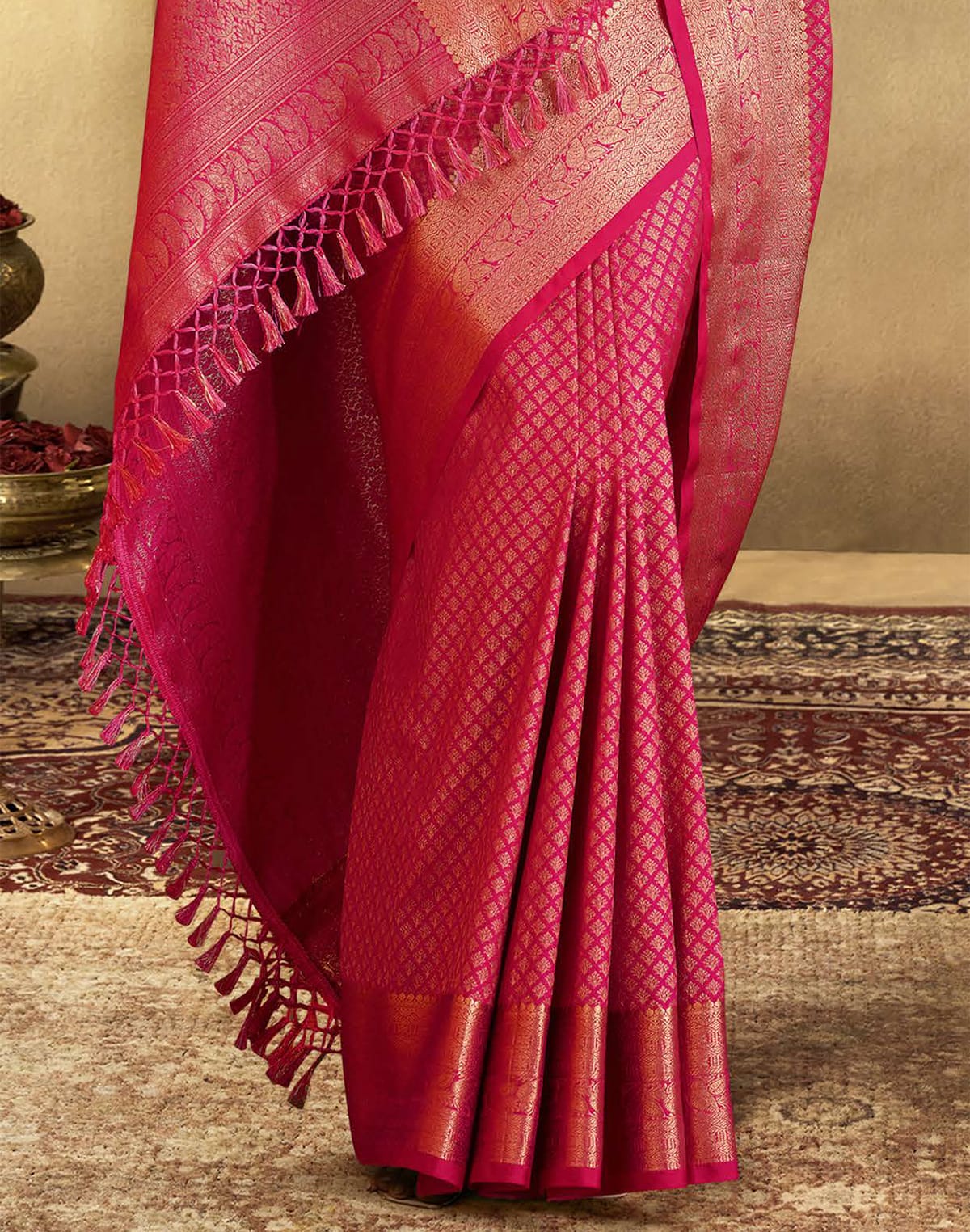 Collection of Beautiful Brocade design Soft Banaras Saree in a gallery layout