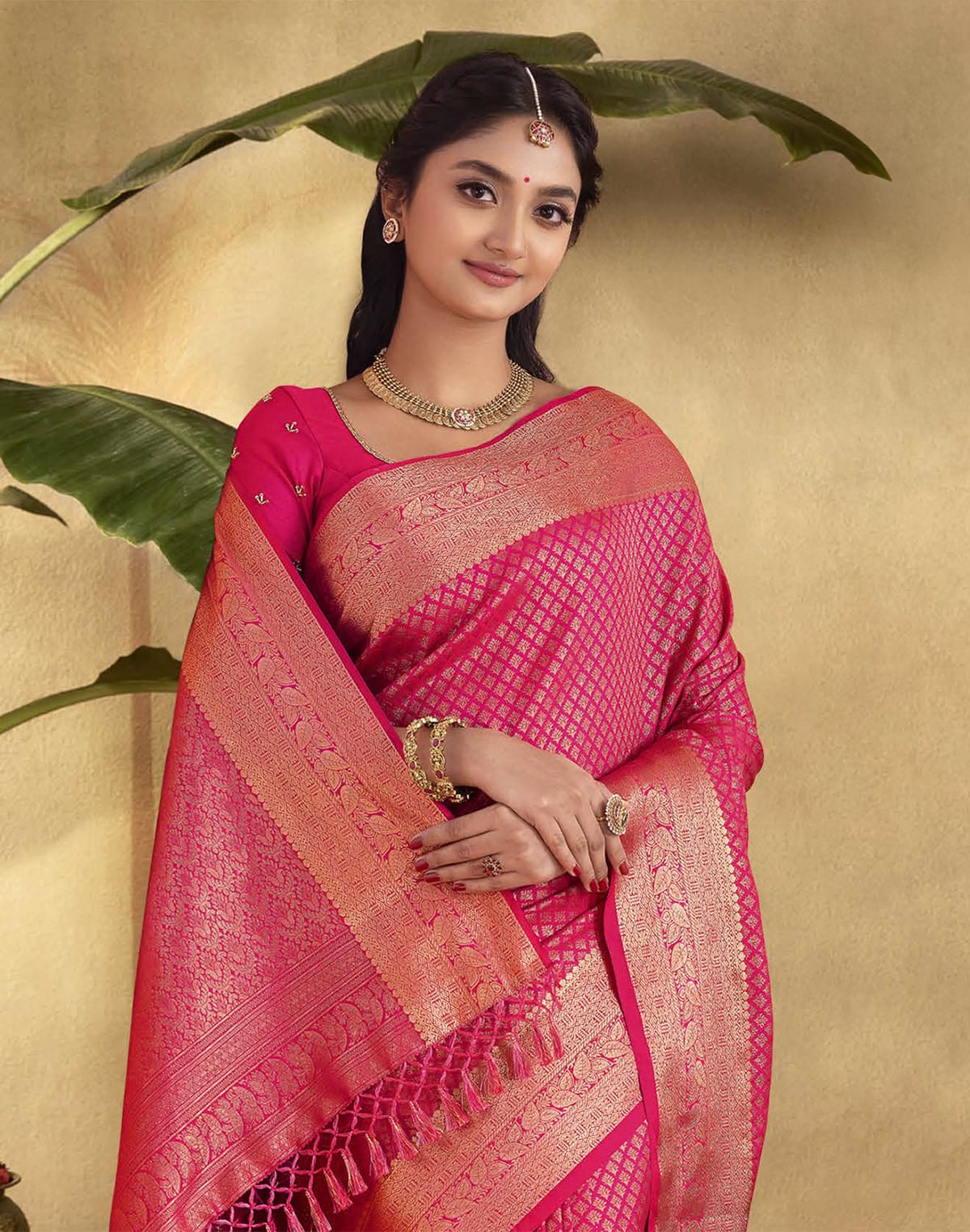 Collection of Beautiful Brocade design Soft Banaras Saree in a gallery layout