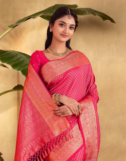 Collection of Beautiful Brocade design Soft Banaras Saree in a gallery layout