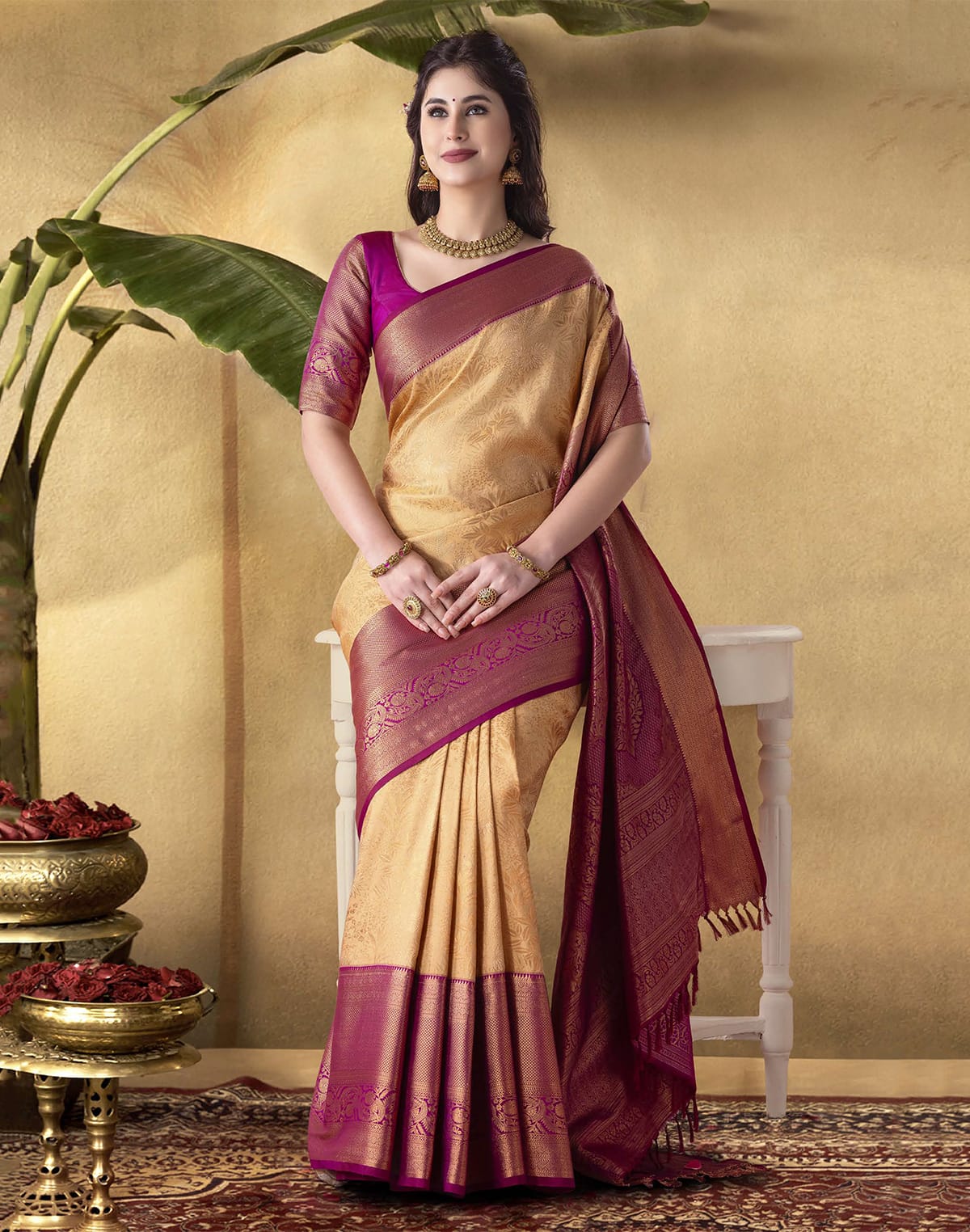 Exclusive Gold Soft Banaras Fancy Saree