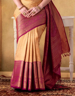 Collection of Exclusive Gold Soft Banaras Fancy Saree in a gallery layout