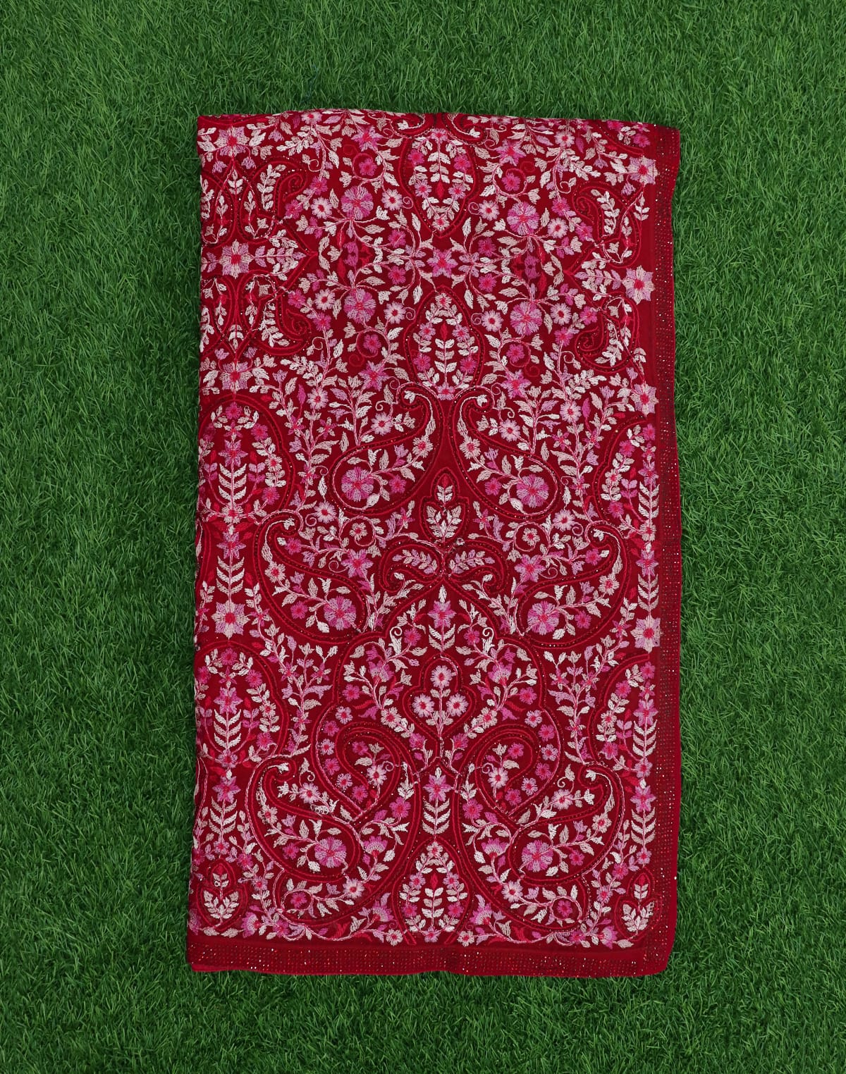 Collection of Maroon Saree with Embroidered and Stones work Border in a gallery layout