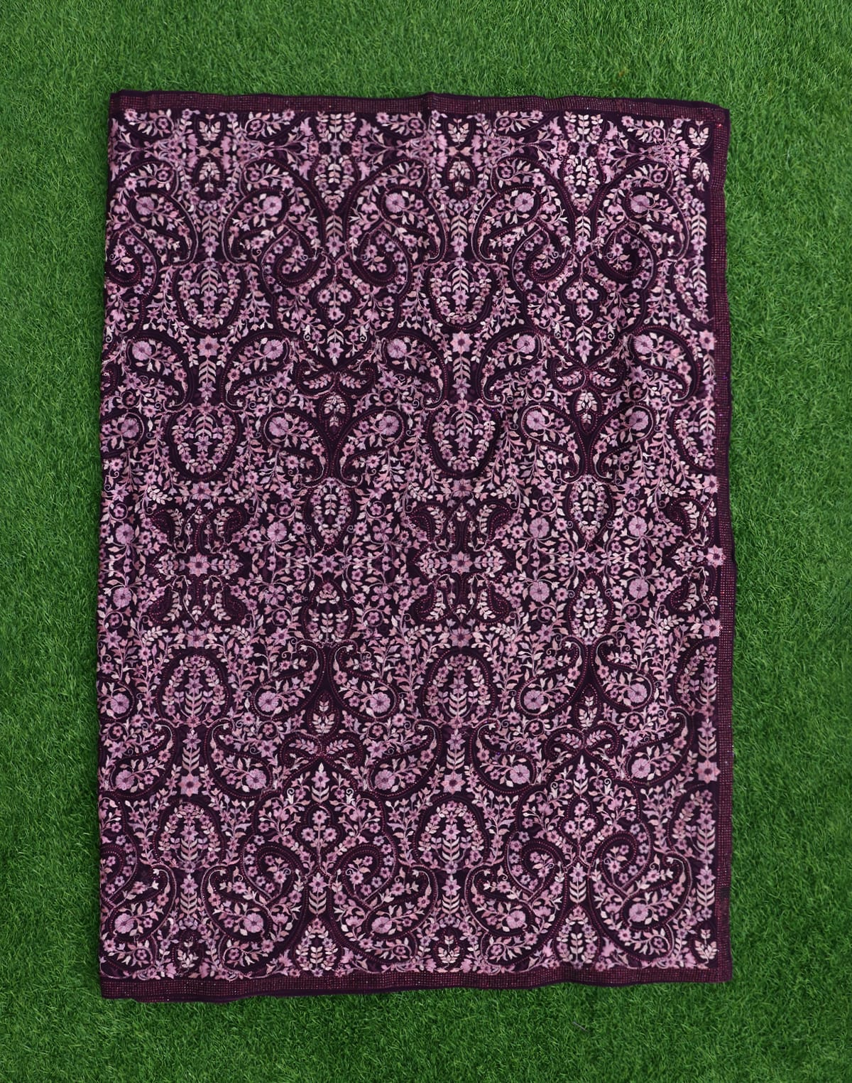 Collection of Purple all over Embroidery with Stones work Georgette Saree in a gallery layout