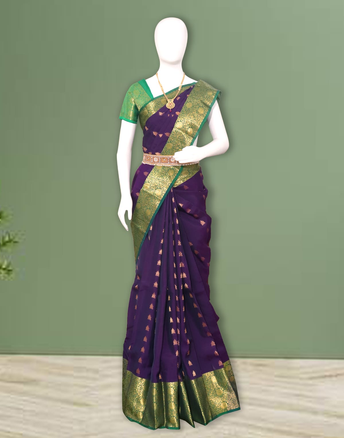 Exclusive Violet Coloured Floral Kanchi Pattu Silk Saree