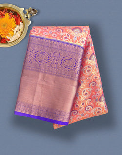 Collection of Pink and Light Green Tissue Jaal Saree in a gallery layout