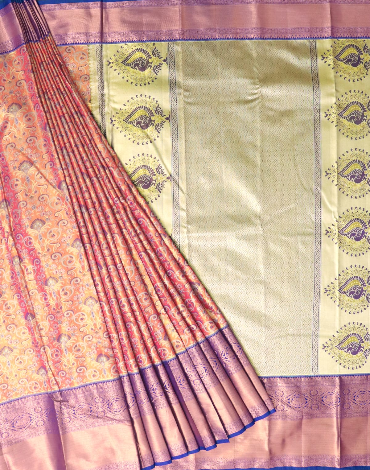 Collection of Pink and Light Green Tissue Jaal Saree in a gallery layout